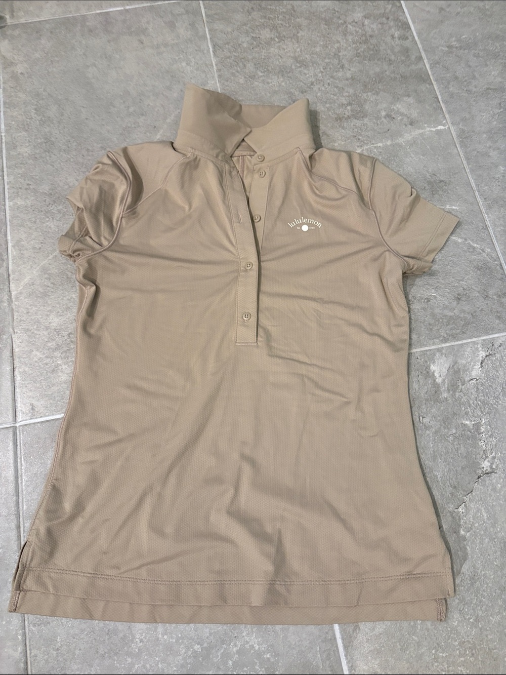 lululemon athletica Short Sleeve Button Polo in Beige